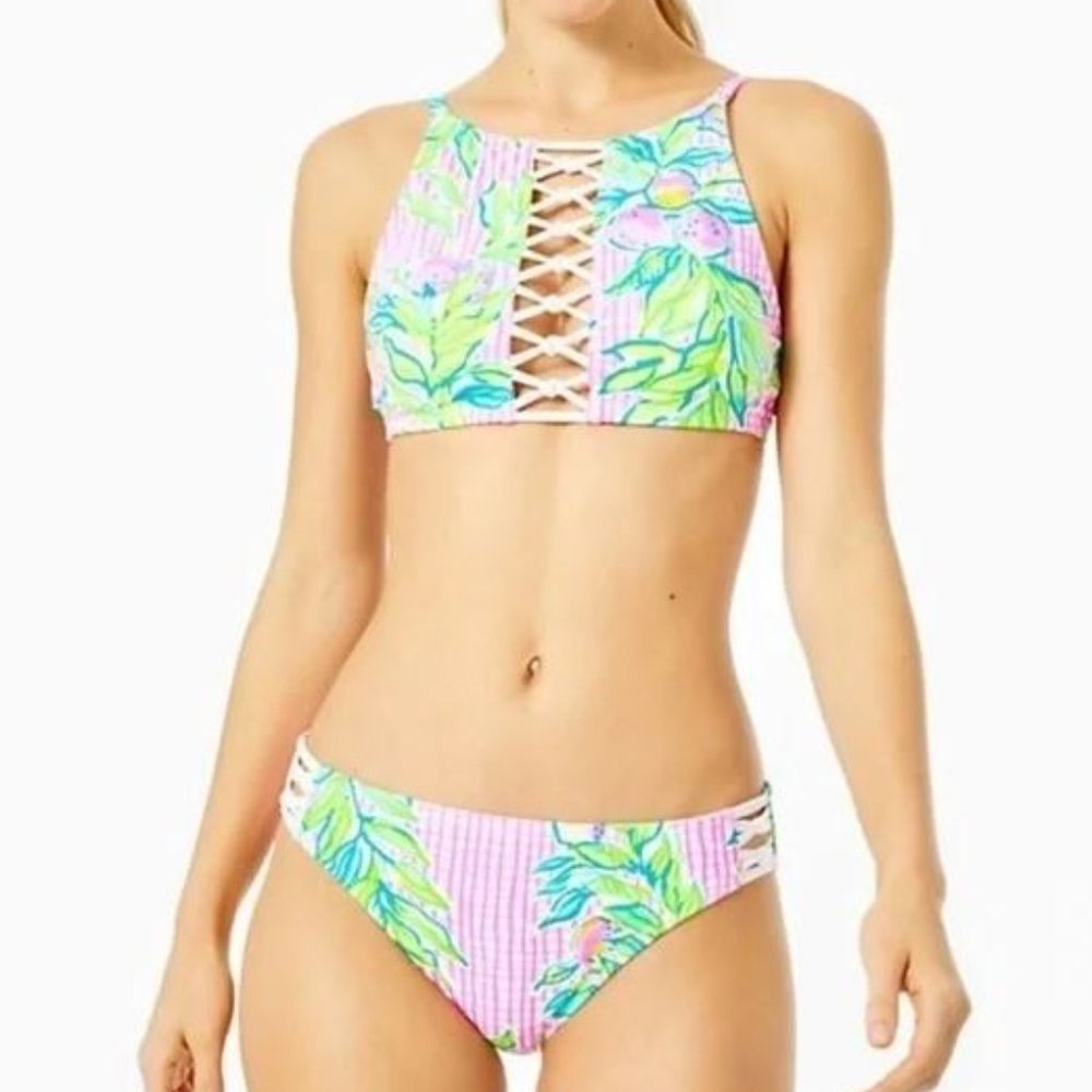 Lilly Pulitzer Lattice Bikini Adderlay Top & Lita Bottoms 10